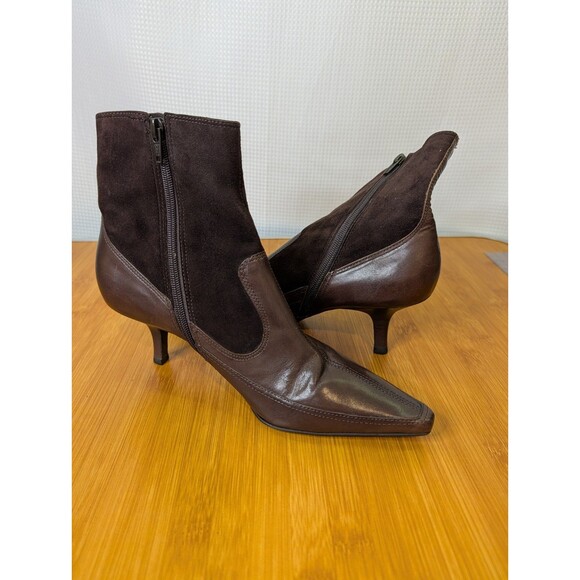 Vintage Audrey Brooke Leather Ankle Boots Point Toe Brown US 7 EU 37.5   (R02) - Picture 7 of 7